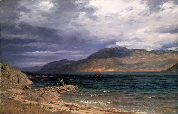 Amaldus Clarin Nielsen Enes ved Hardangerfjord oil painting picture